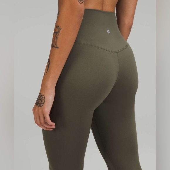 LULULEMON Align High Rise Crop Leggings in Olive Green 6 - Picture 2 of 5